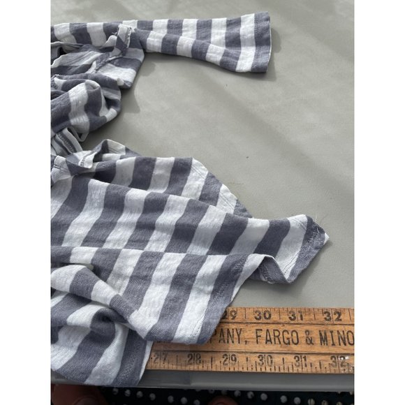 Femme by Tresics Stripe Open Front Cardigan Womens XL 100% Linen Gray & Cream - Picture 6 of 7